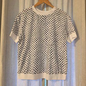 Rachel Zoe Black White Print Short Sleeve Blouse